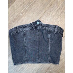 2/$30 NWT PrettyLittleThing Petite 6 Dark Gray Denim Bustier